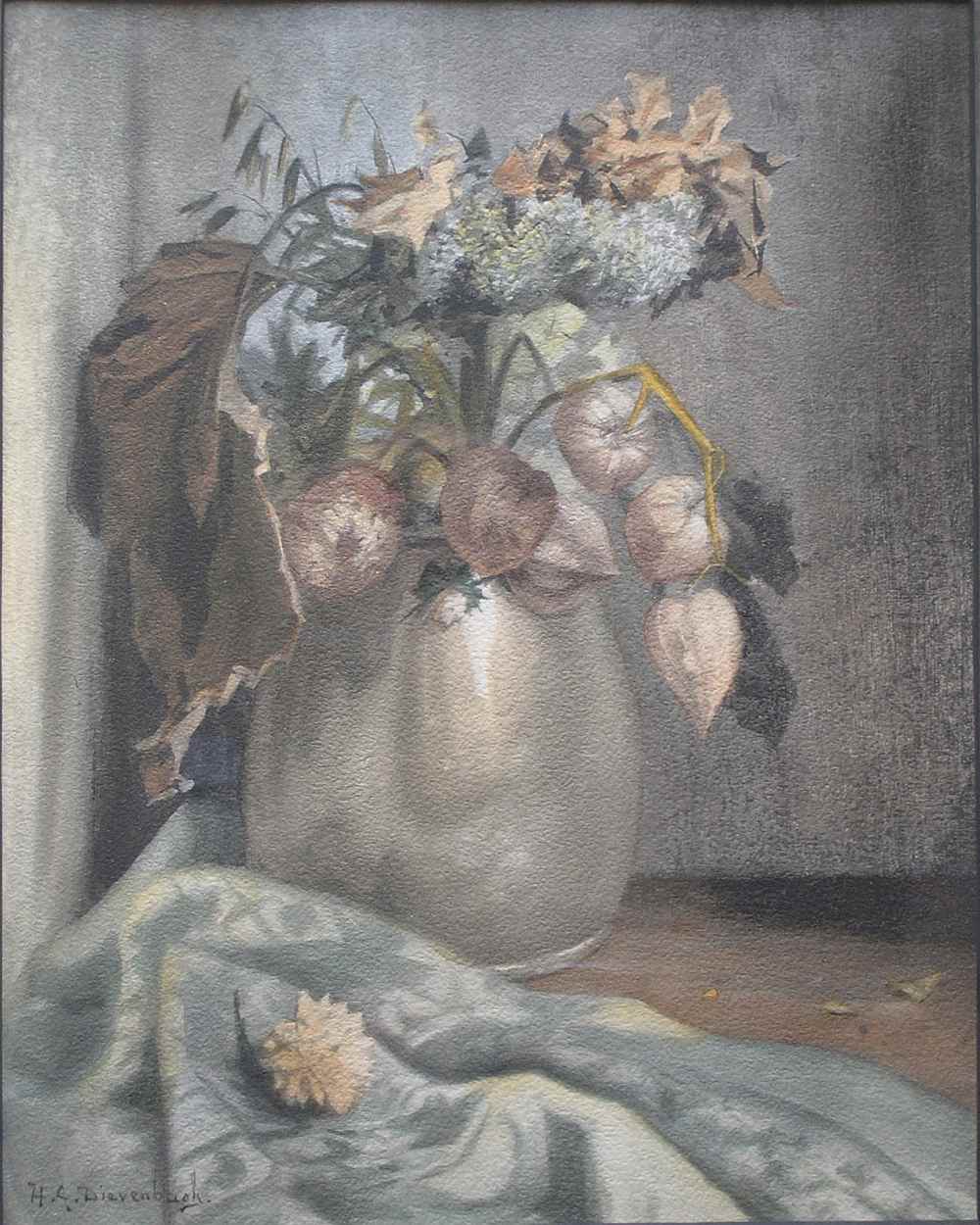Still Life with Chinese Lantern flowers
